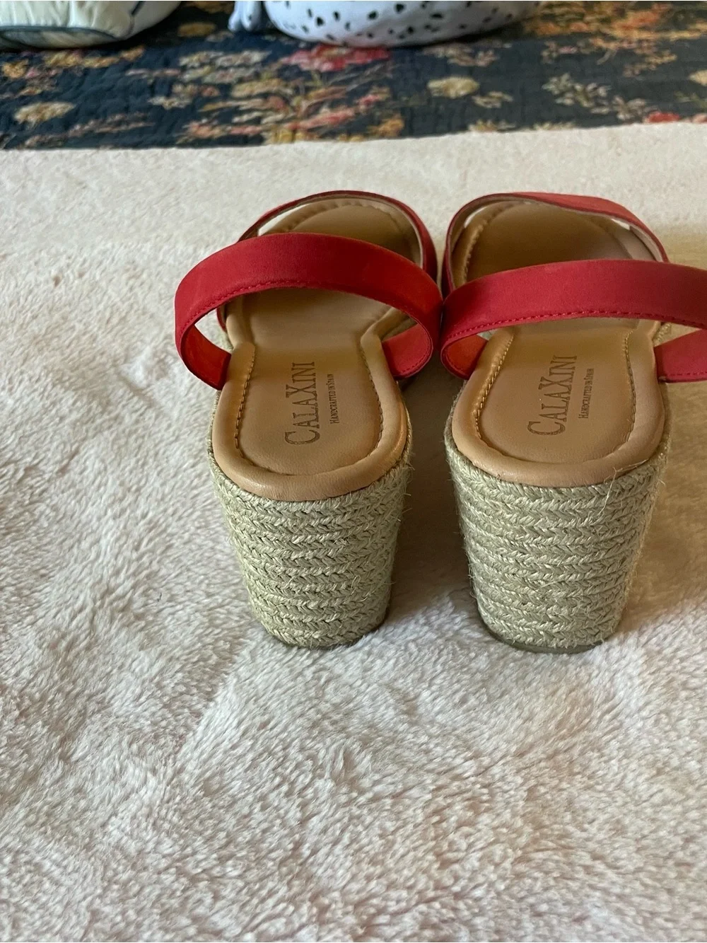 Calaxini Red Slingback Espadrille Sandal,Size 39-8-1/2